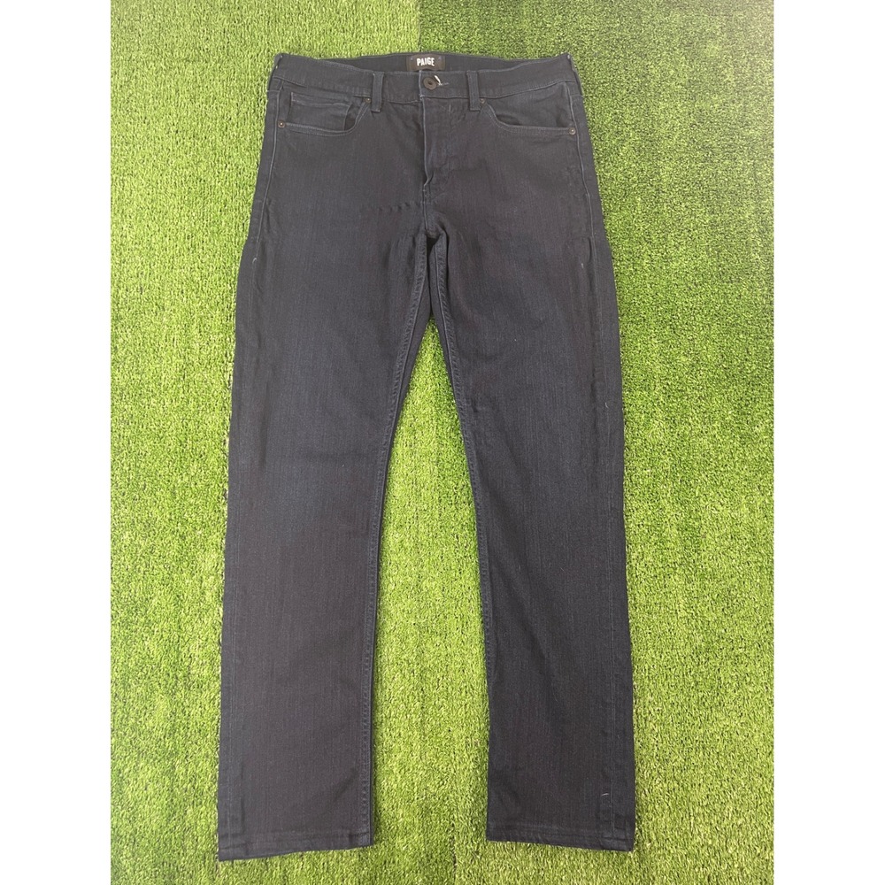 Paige Lennox Slim Fit Jeans Mens 32 Dark Indigo Blue Stretch Denim Pants